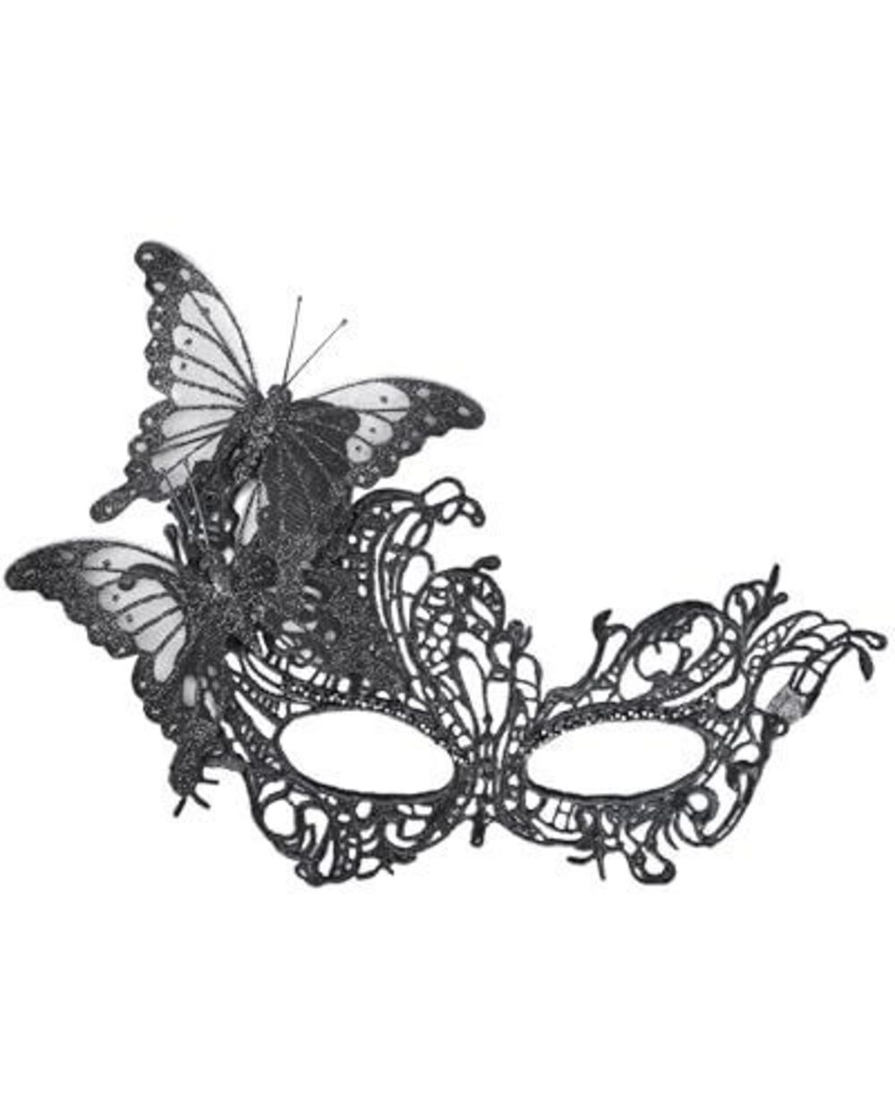 2442 Black Masquerade Mask - Glitter Butterfly Eyemask Lady Couples